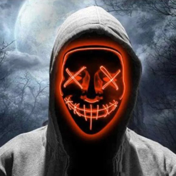 Halloween Neon LED Light-Up Masquerade Party Mask- Glows In The Dark - Picture 4 of 6